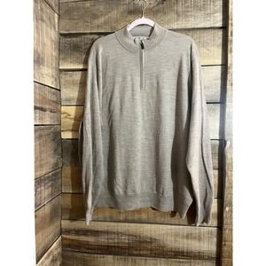 Peter Millar Mens XXL 100% Merino Wool Quarter Zip Sweater Heather Taupe Brown